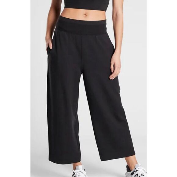 Athleta free flow culottes black wide leg crop pants M - Picture 1 of 11